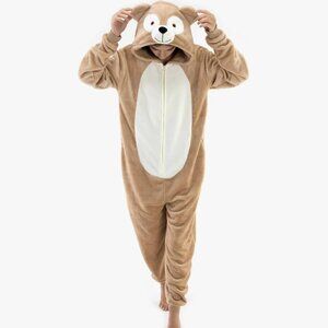 Snug Fit Unisex Adult Onesie Pajamas Flannel Cosplay Bear One Piece Halloween